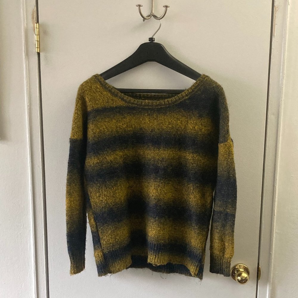 Urban Outfitters Ecote Oversized Mustard and Navy Sweater